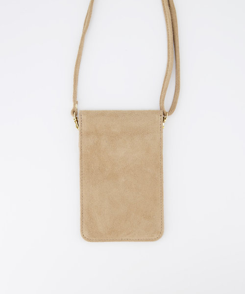 Pona - Suede - Crossbodytassen - Beige - 4 - Goudkleurig