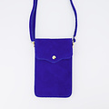 Pona - Suede - Crossbodytassen - Blauw - 19 - Goudkleurig