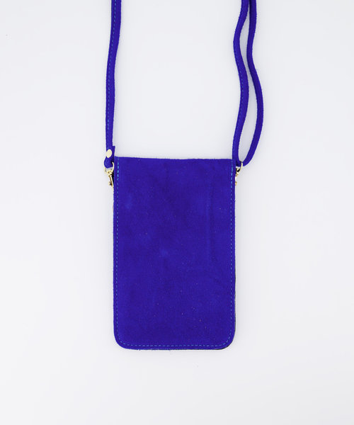 Pona - Suede - Crossbodytassen - Blauw - 19 - Goudkleurig