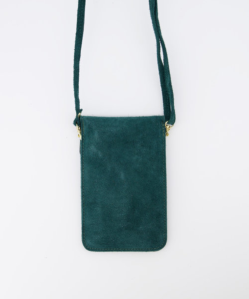 Pona - Suede - Crossbodytassen - Petrol - 26 - Goudkleurig