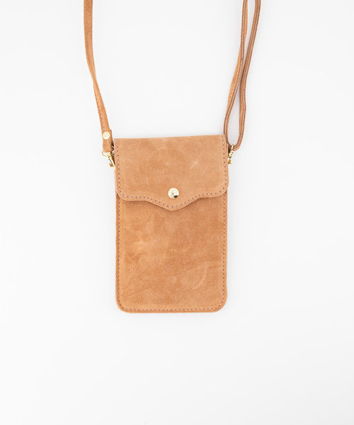 Pona - Suede - Crossbodytassen - Roze - 62 - Goudkleurig