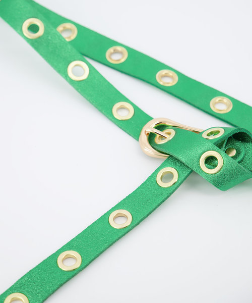 Avery - Metallic - Belts with buckles - Green -  - Gold