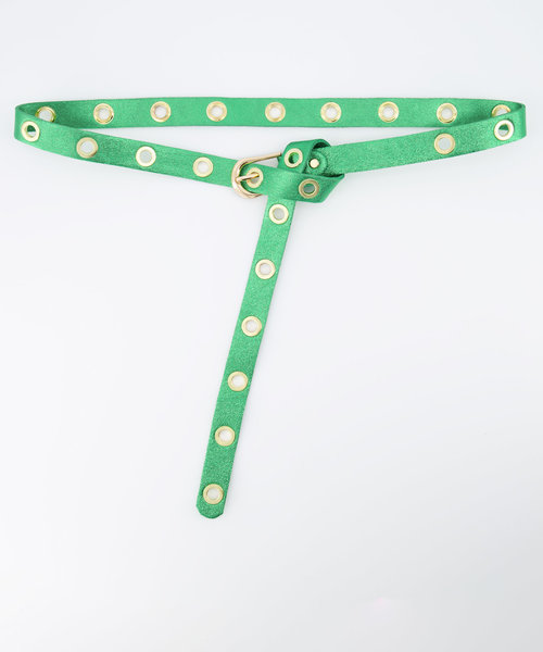 Avery - Metallic - Belts with buckles - Green -  - Gold