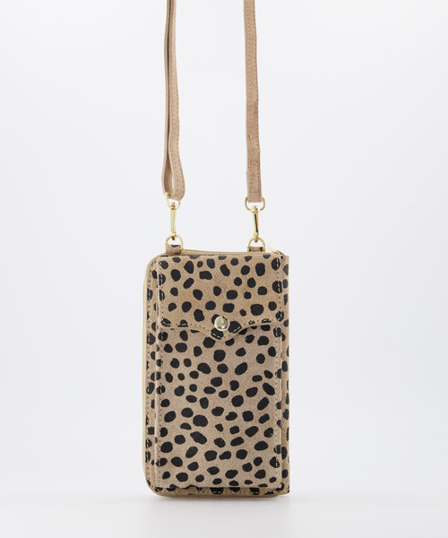 Jackie - Suede - Portemonnees - Cheetah - Zand 04 - Goudkleurig