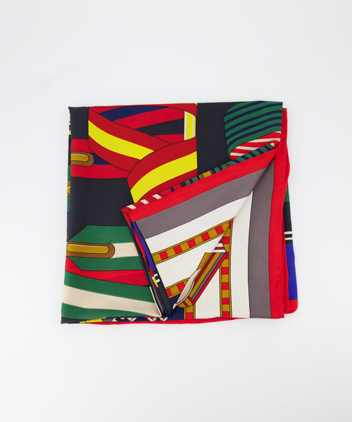 Hermien Zijde Sjaal -  - Scarves - Blue/Green -  -