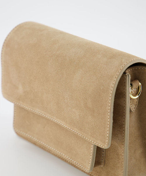 Fenna - Suede - Crossbodytassen - Beige - Zand 04 - Goudkleurig