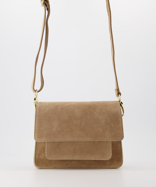 Fenna - Suede - Crossbodytassen - Beige - Zand 04 - Goudkleurig