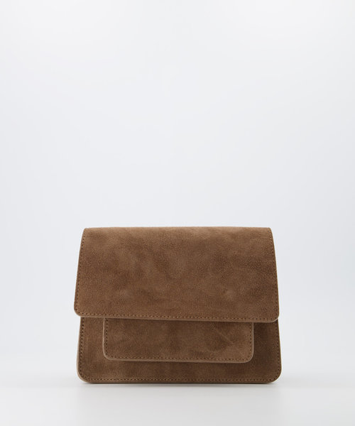 Fenna - Suede - Crossbodytassen - Taupe - 24 - Goudkleurig