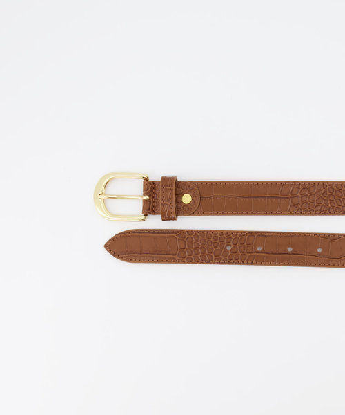 Suus - Croco - Belts with buckles - Cognac -  - Goudkleurig