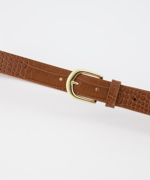 Suus - Croco - Belts with buckles - Cognac -  - Goudkleurig