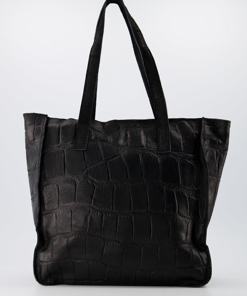 Cleo - Croco - Hand bags - Black - 23 - Bronze