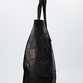Cleo - Croco - Handtassen - Zwart - 23 - Bronskleurig