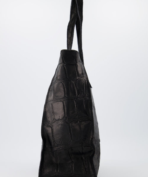 Cleo - Croco - Handtassen - Zwart - 23 - Bronskleurig