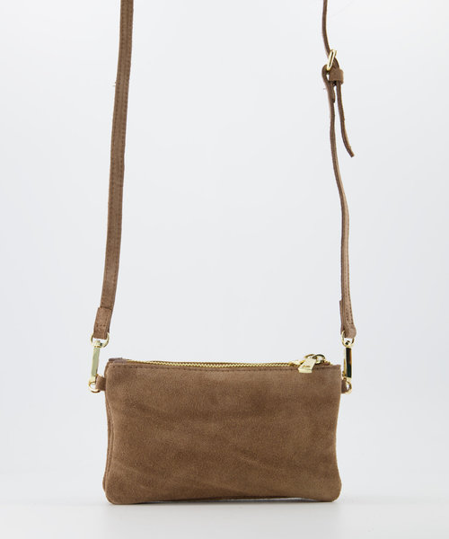 Menna - Suede - Crossbody bags - Taupe - 24 - Gold