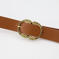 Kate - Classic Grain - Riemen met gesp - Bruin - Cognac - Goudkleurig