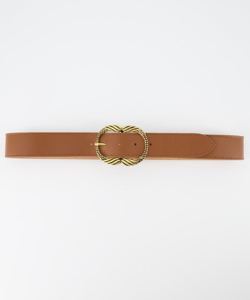 Kate - Classic Grain - Riemen met gesp - Bruin - Cognac - Goudkleurig