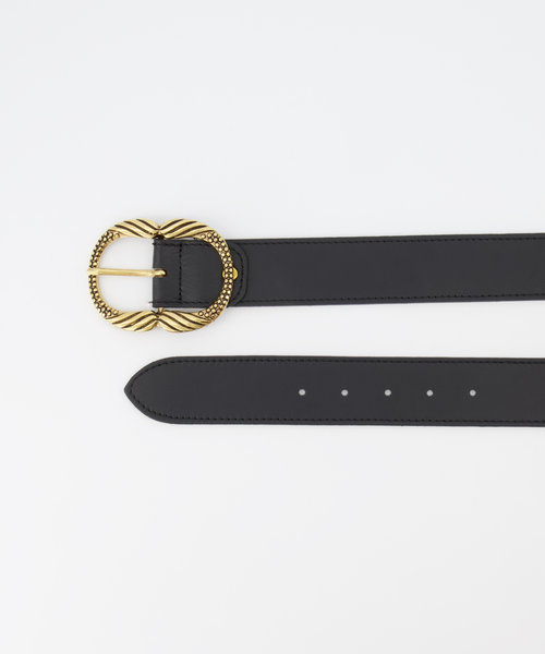 Kate - Classic Grain - Riemen met gesp - Zwart -  - Goudkleurig