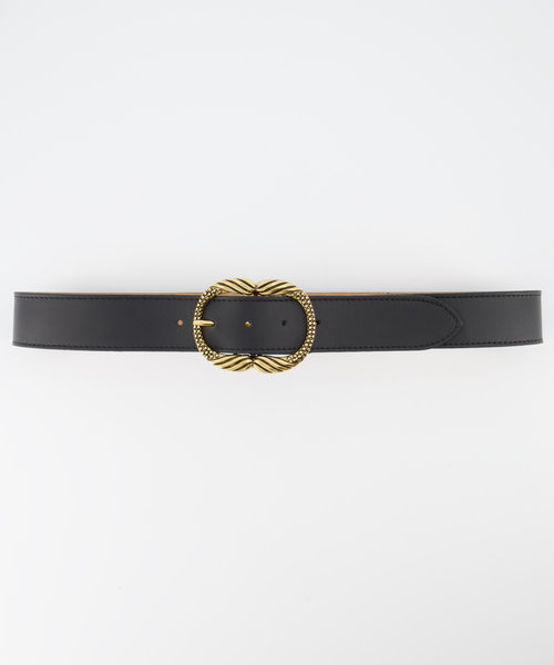 Kate - Classic Grain - Riemen met gesp - Zwart -  - Goudkleurig