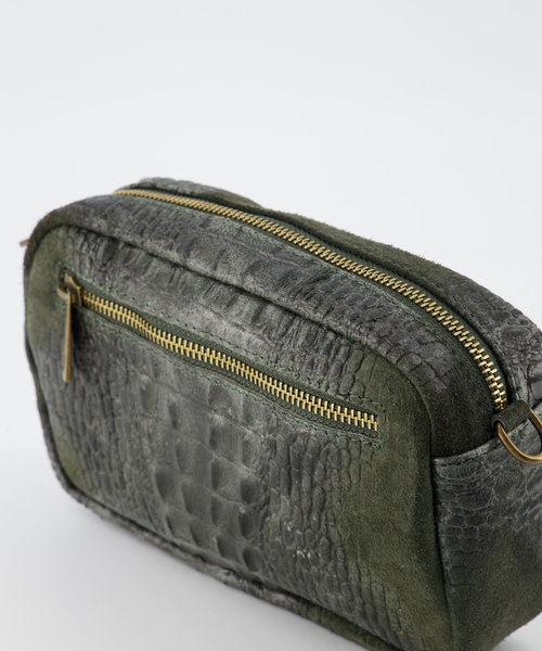 Irene - Croco - Crossbody bags - Green - 49 - Bronze