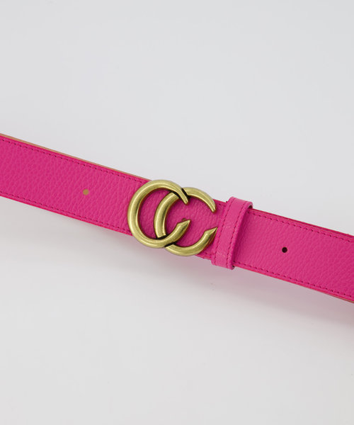 Cecile - Classic Grain - Belts with buckles - Pink - Magenta T2042 - Gold