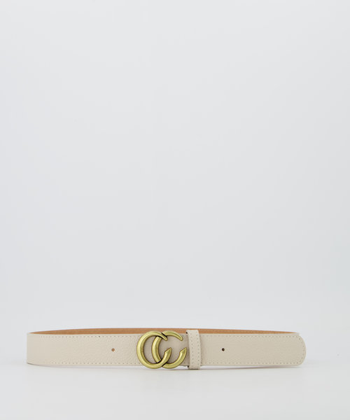 Cecile - Classic Grain - Riemen met gesp - Beige - Ecru D37 - Goudkleurig