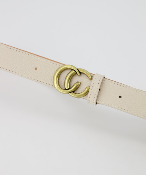 Cecile - Classic Grain - Riemen met gesp - Beige - Ecru D37 - Goudkleurig
