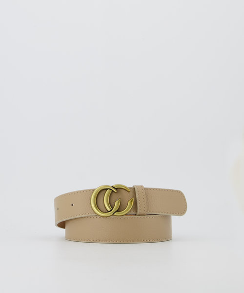 Cecile - Classic Grain - Riemen met gesp - Taupe - D05 - Goudkleurig