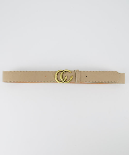 Cecile - Classic Grain - Riemen met gesp - Taupe - D05 - Goudkleurig