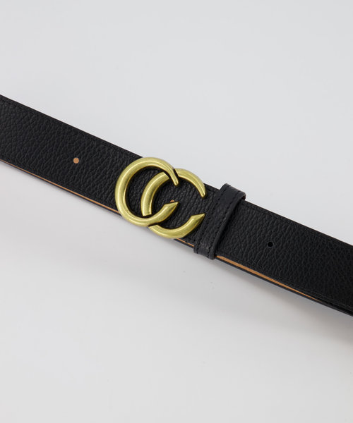 Cecile - Classic Grain - Belts with buckles - Black - D28 - Gold