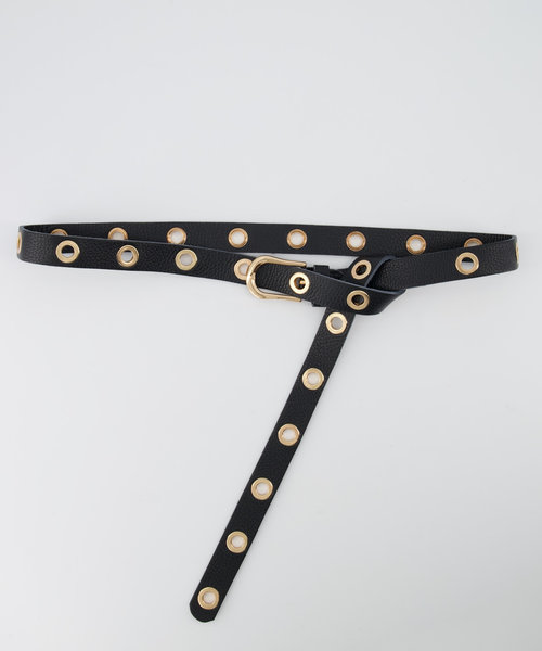 Avery - Classic Grain - Riemen met gesp - Zwart - D28 - Goudkleurig