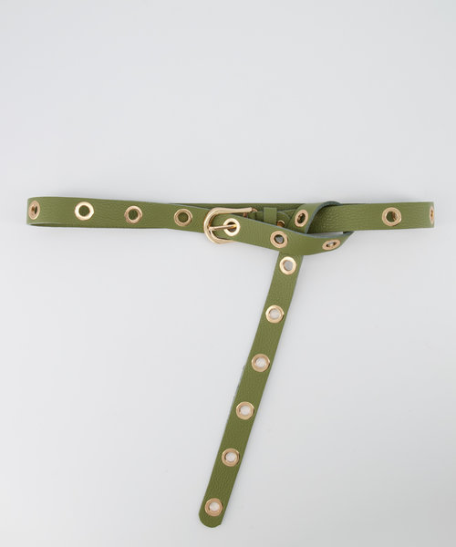 Avery - Classic Grain - Belts with buckles - Green - Olijfgroen T0527 - Gold