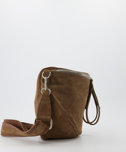 Romsa - Suede - Crossbodytassen - Taupe - 24 - HALF - Zilverkleurig