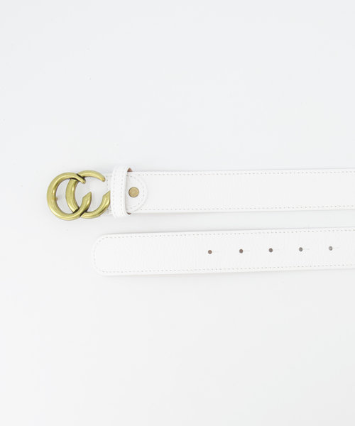 Cecile - Classic Grain - Belts with buckles - White - D01 - Gold