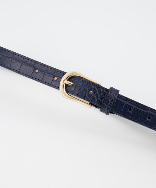 Ava - 2,5 cm - Croco - Belts with buckles - Blue -  - Gold