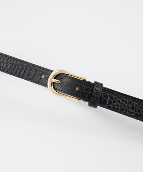 Ava - 2,5 cm - Croco - Belts with buckles - Black -  - Gold