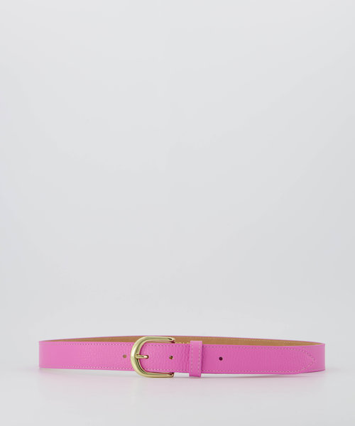 Basic Riem - 3 cm - Classic Grain - Riemen met gesp - Roze - T218 - Goudkleurig