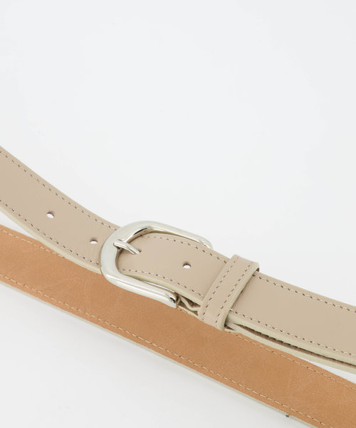 Basic Riem - 3 cm - Classic Grain - Riemen met gesp - Taupe -  - Zilverkleurig