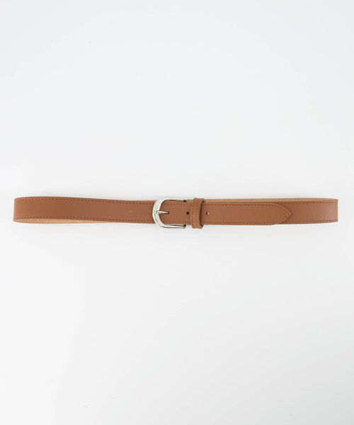 Basic Riem - 3 cm - Classic Grain - Belts with buckles - Brown - Cognac - Silver