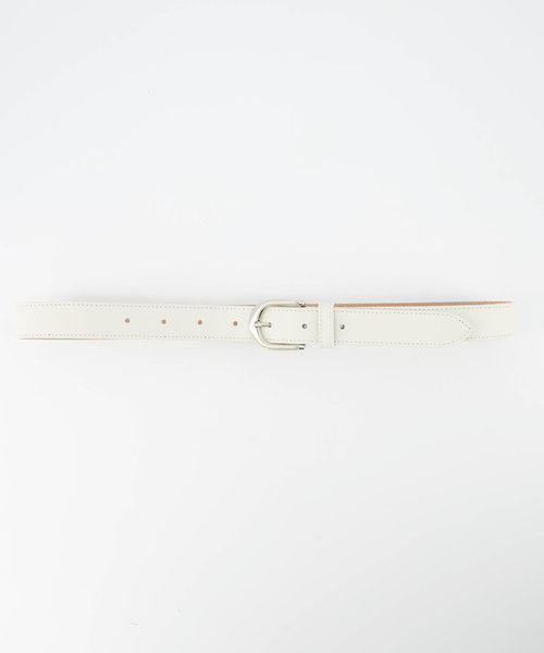 Basic Riem - 3 cm - Classic Grain - Belts with buckles - Beige - Ecru - Silver