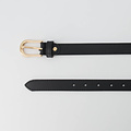 Basic Riem - 2,5 cm - Classic Grain - Belts with buckles - Black -  - Gold