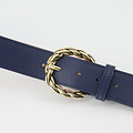 Lorelei - Classic Grain - Riemen met gesp - Blauw - Navy D108 - Goudkleurig