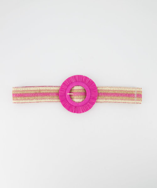 Kos - Raffia - Riemen met gesp - Roze - Fuchsia -