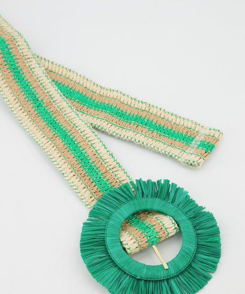 Kos - Raffia - Riemen met gesp - Groen - Kelly Green -
