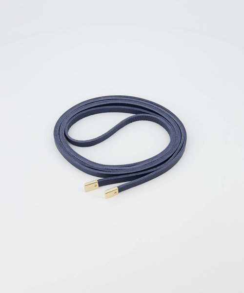 Lucia - Classic Grain - Wikkelriemen - Blauw - Navy D108 - Goudkleurig