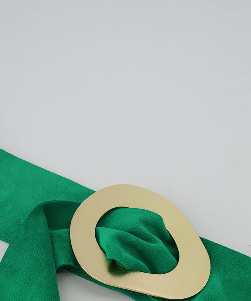 Sulan - Suede - Wikkelriemen - Groen - A640 - Goudkleurig