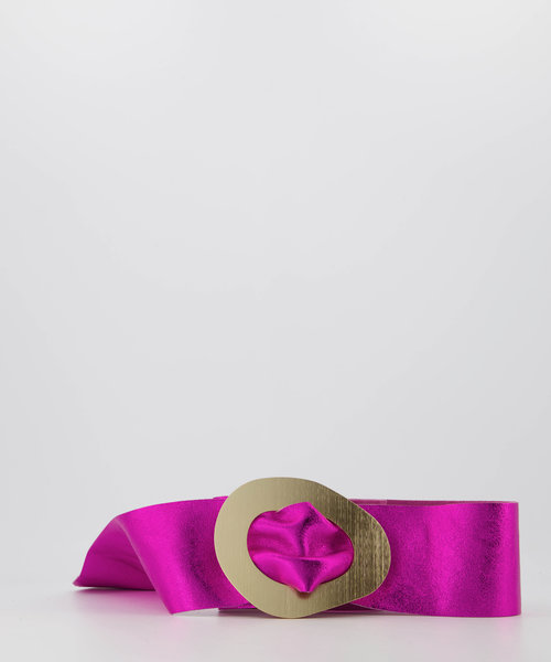 Sulan - Metallic - Wikkelriemen - Roze - Fuchsia L538 - Goudkleurig