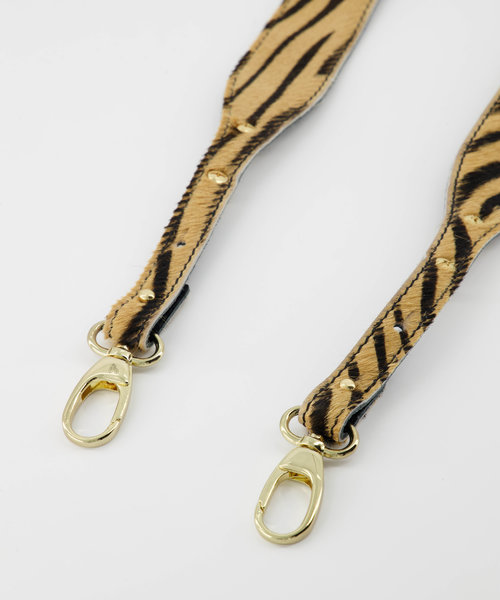 Elsa - Hair - Bag straps - Zebra - Beige - Gold