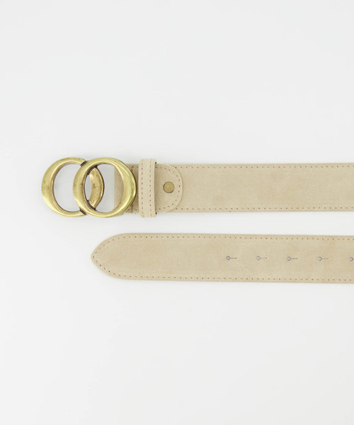 Lea - Suede - Riemen met gesp - Beige - Zand 04 - Bronskleurig