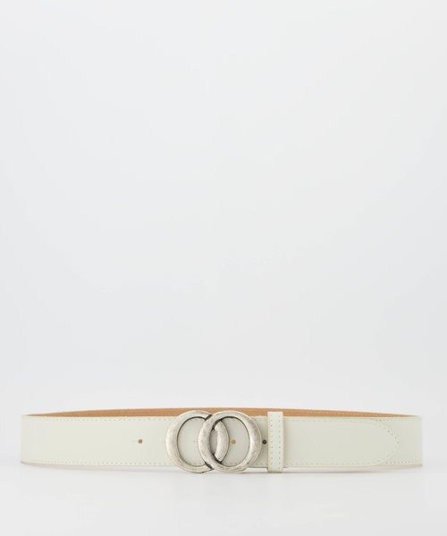Lea - Classic Grain - Riemen met gesp - Beige - D37 - Zilverkleurig