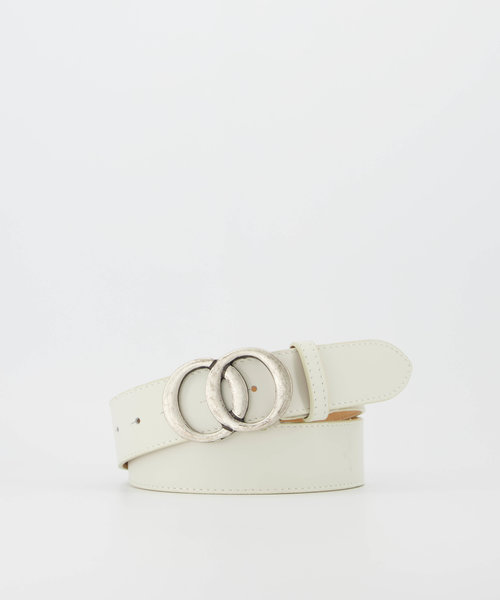Lea - Classic Grain - Riemen met gesp - Beige - D37 - Zilverkleurig